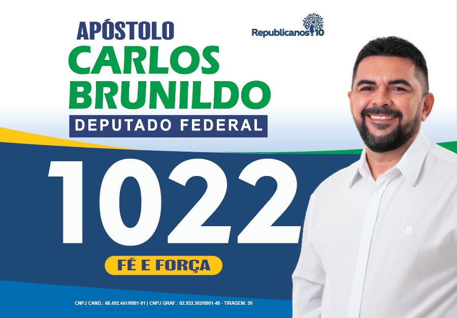 Material de campanha do Apóstolo Carlos Brunildo, número 1022, Fé e Força